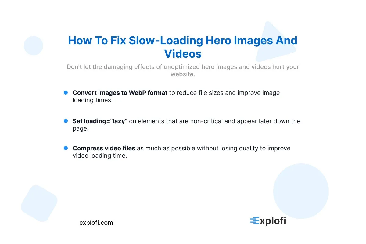 Explofi made an infographic covering the 3 core web vitals that affect rankings, which include LCP, User input, and CLS.