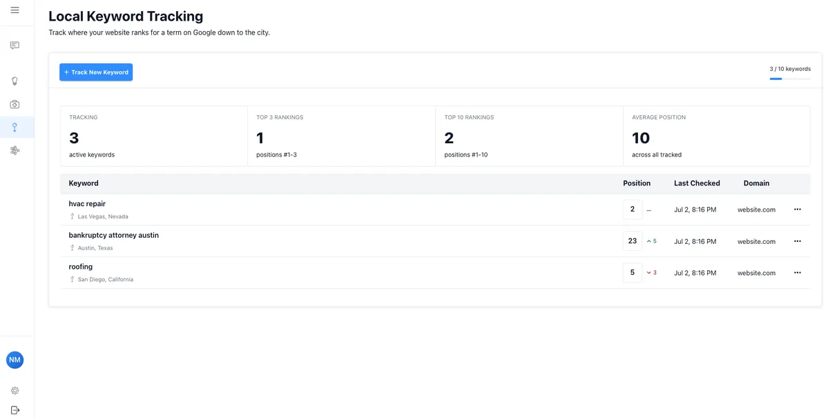explofi local keyword tracker for small businesses