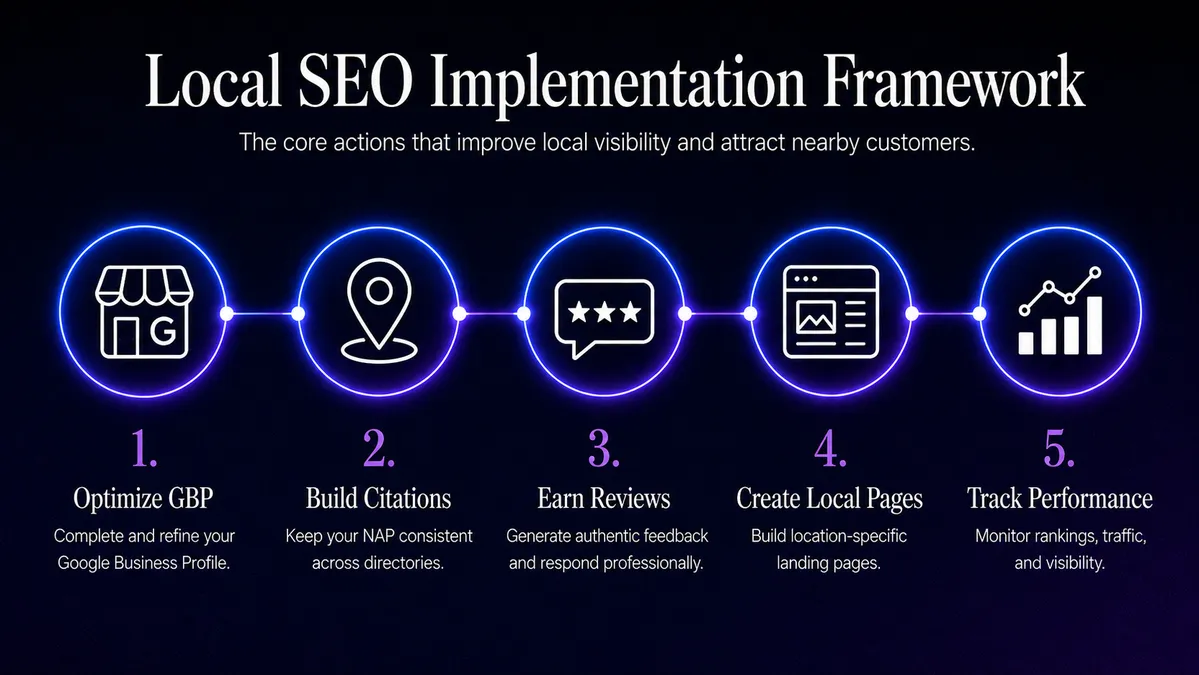 Local SEO implementation framework infographic