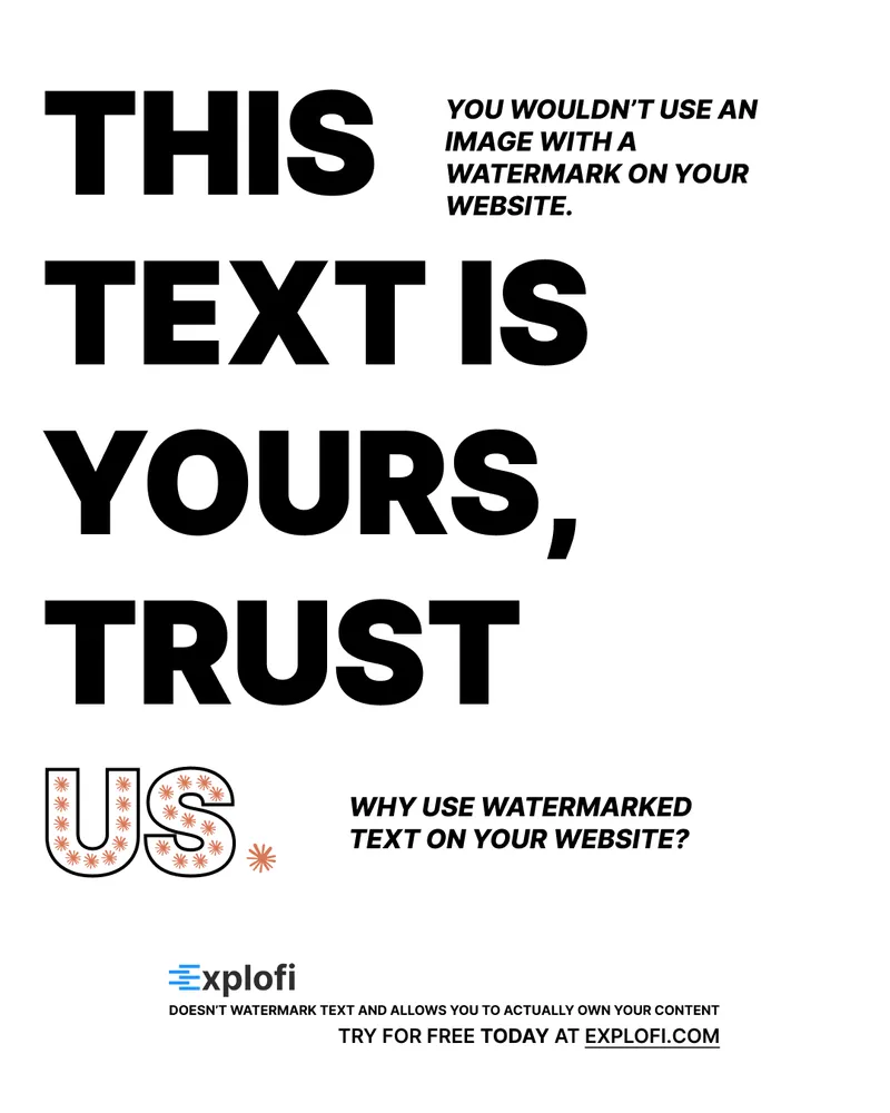 Poster of Explofi’s stance against watermarking AI-generated text content.