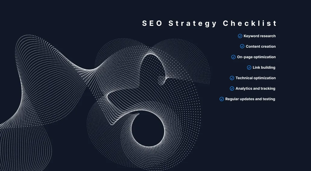 SEO strategy checklist image show the core blocks of SEO