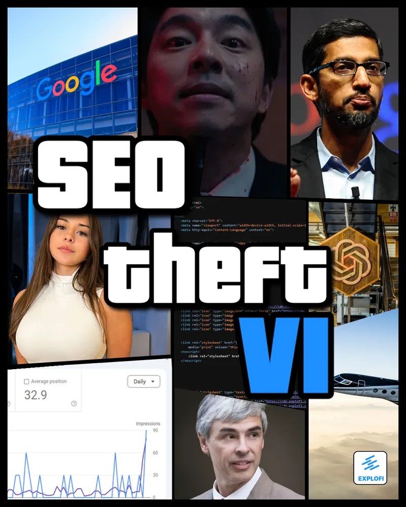 SEO Theft 6 cover art which is an GTA inspired game cover art image created by Explofi
