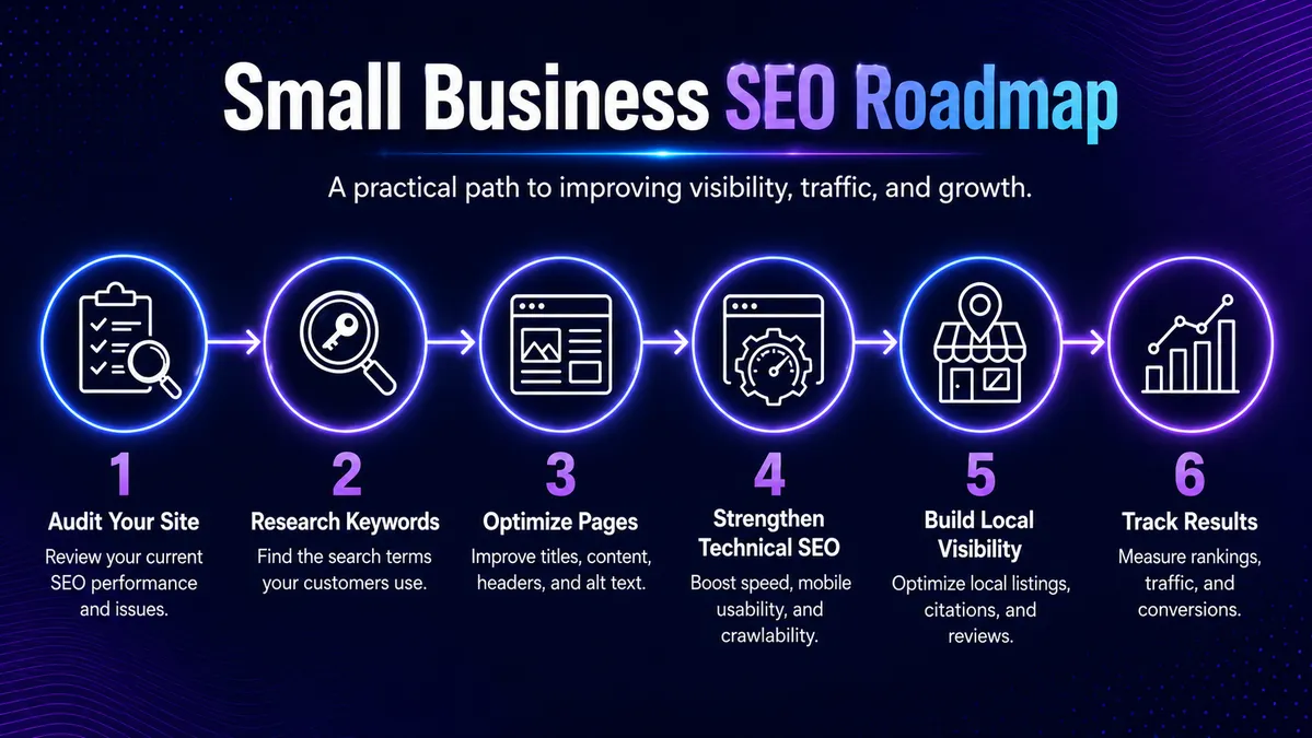 Small business SEO roadmap infographic