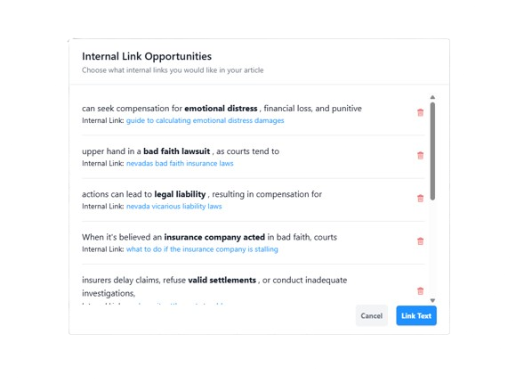 Image of Explofi's internal link tool